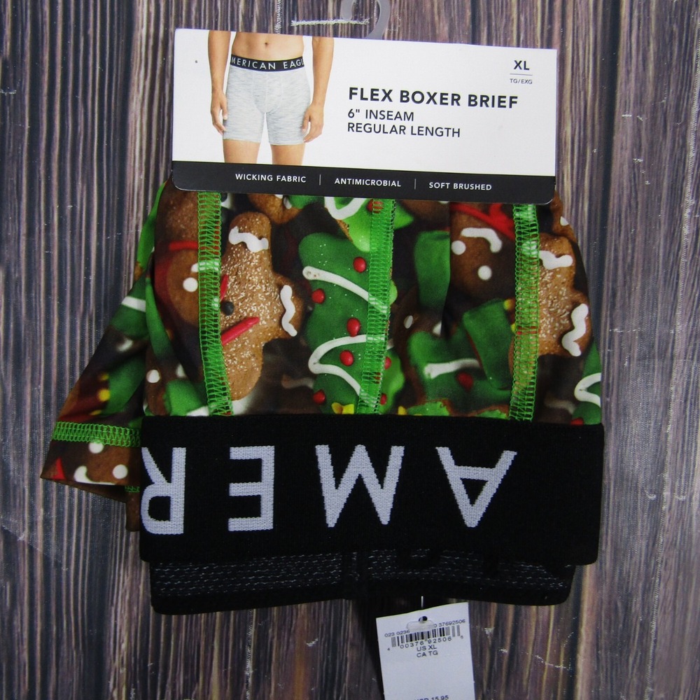 American Eagle NEW NWT Mens XL Boxer Briefs Gingerbread Cookie Holiday Gift